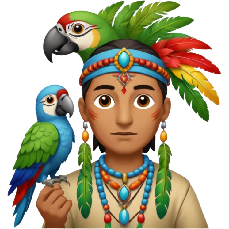 shaman hold a pet parrot emoji
