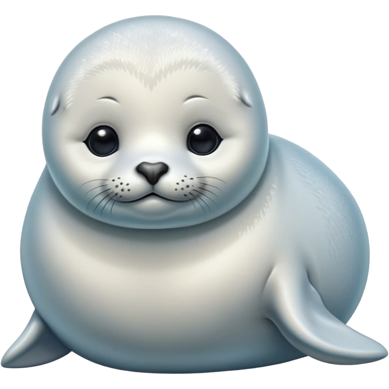 Cinematic Noble Baby Seal Portrait Emoji, Poised and endearing, with a round, plump body of soft, glistening fur, large, soulful eyes and a delicate, slightly rounded head accented by chubby cheeks, Simplified yet sharp and sophisticated features, highly detailed, glowing with a gentle, polar mist glow, high shine, intelligent and watchful, stylized with an air of arctic charm, focused and gentle, soft glowing outline, capturing the essence of a watchful and confident baby seal that appears ready to pop out of the screen with playful grace! emoji