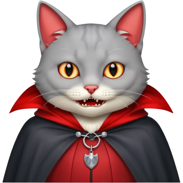 grey cat-vampire-in-red-collar-cloak emoji