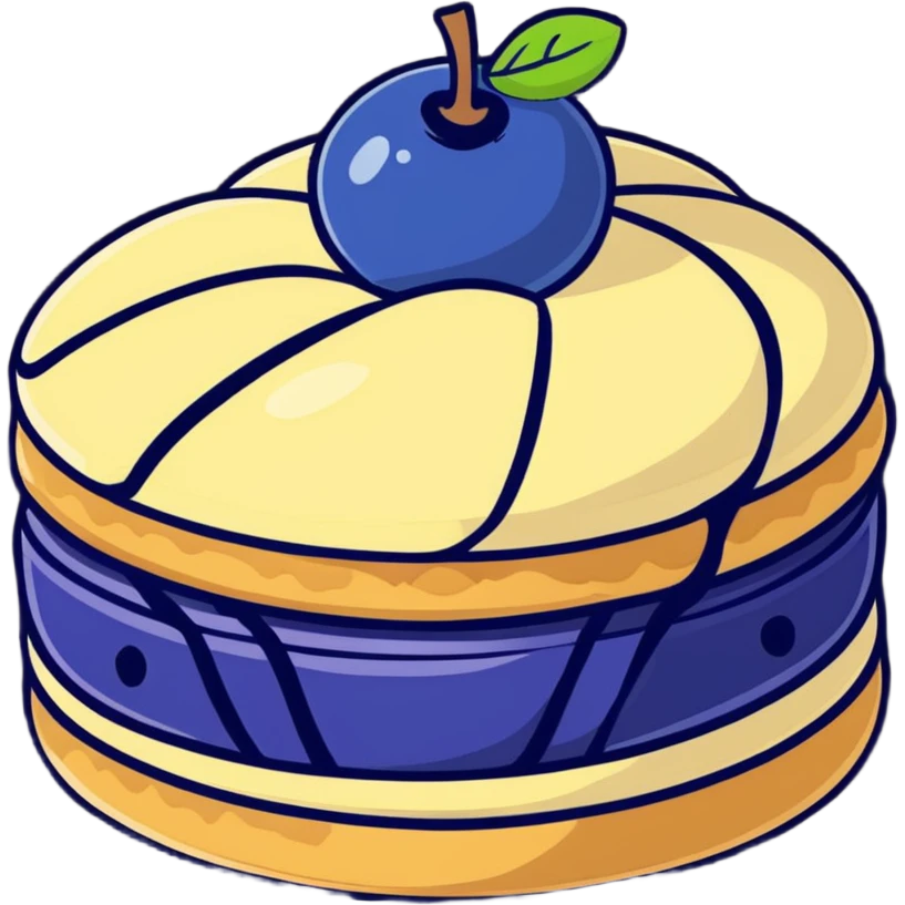 blueberry pastry, cartoonish sticker style emoji