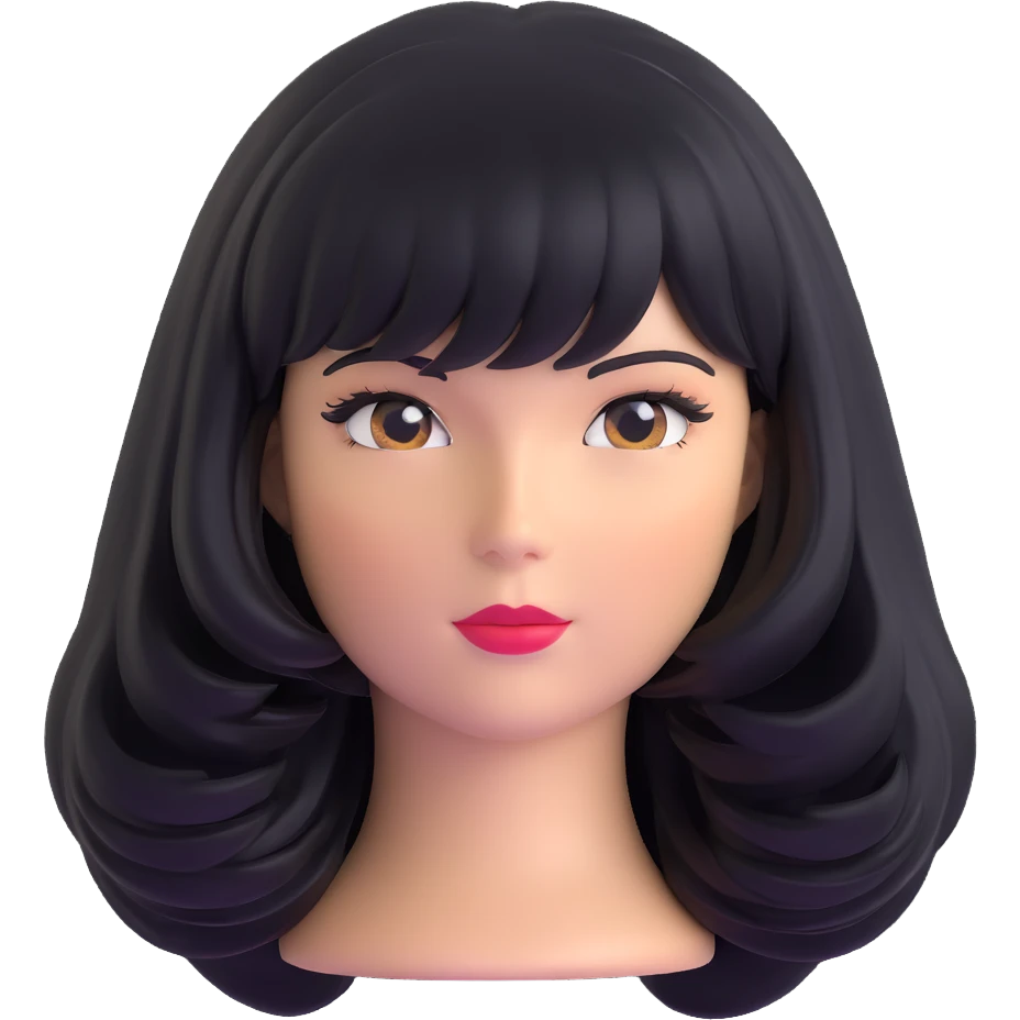 shiny and voluminous wig emoji