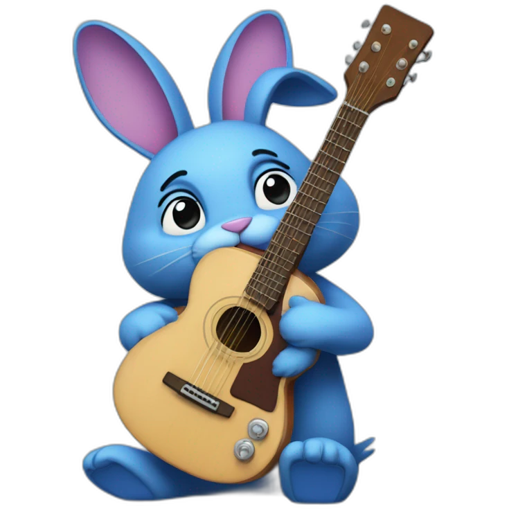 Bonnie is a blue animatronic rabbit with a guitar emoji