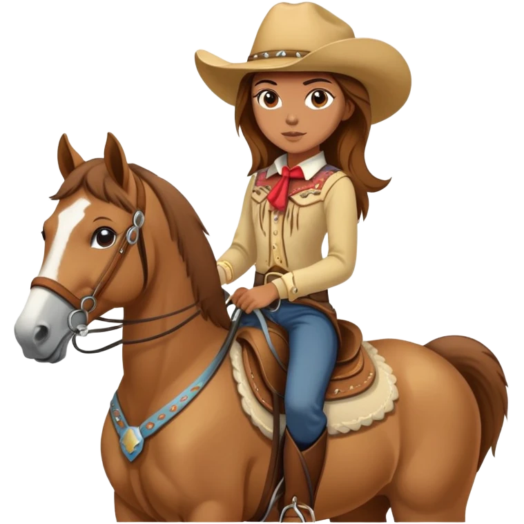 Horse back riding Girl with Brown Hair and a palomino Horse  western emoji