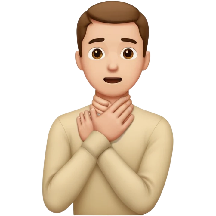 Man choking with two hands around neck emoji