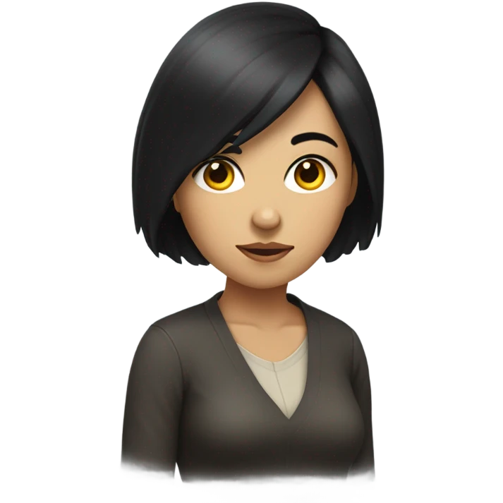 woman with black hair hunched over emoji