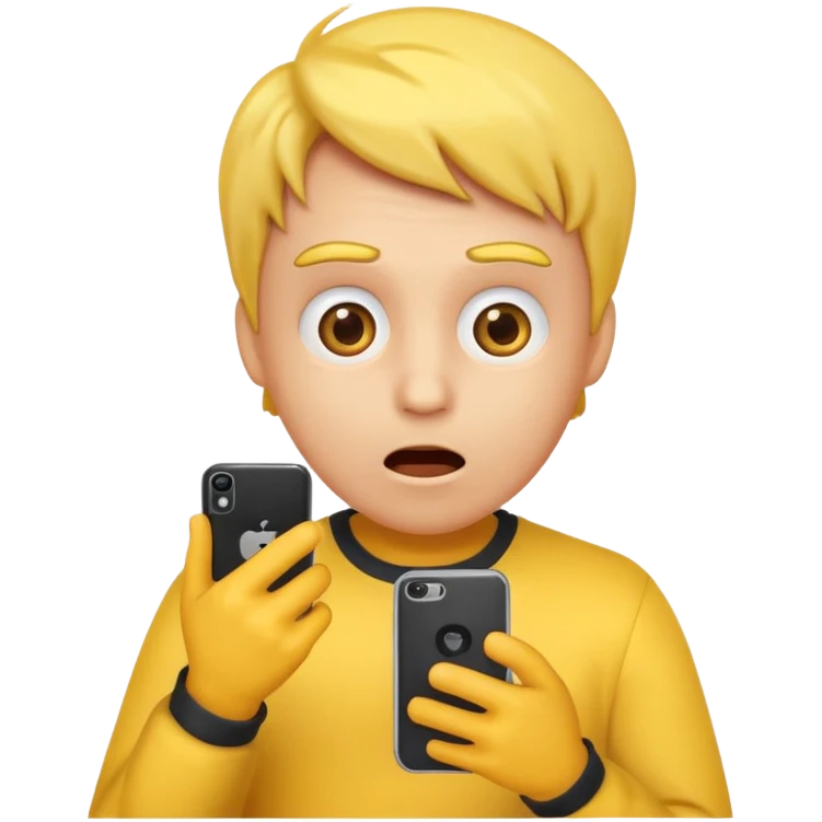 Emoji surprised while looking at his own phone emoji