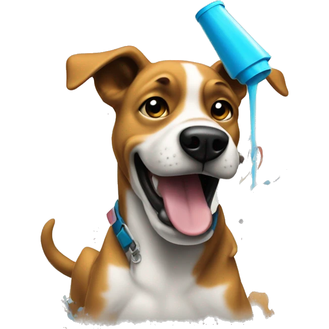 Dog spraying graffiti emoji