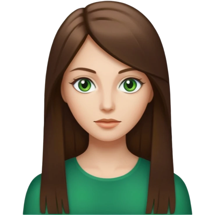 Mulher branca, cabelos longos liso moreno iluminado emoji