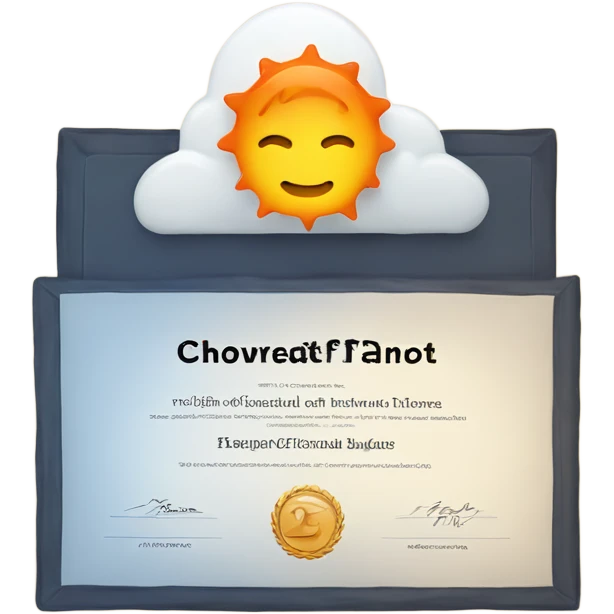 Cloudflare Icon with a certificate in front of it emoji