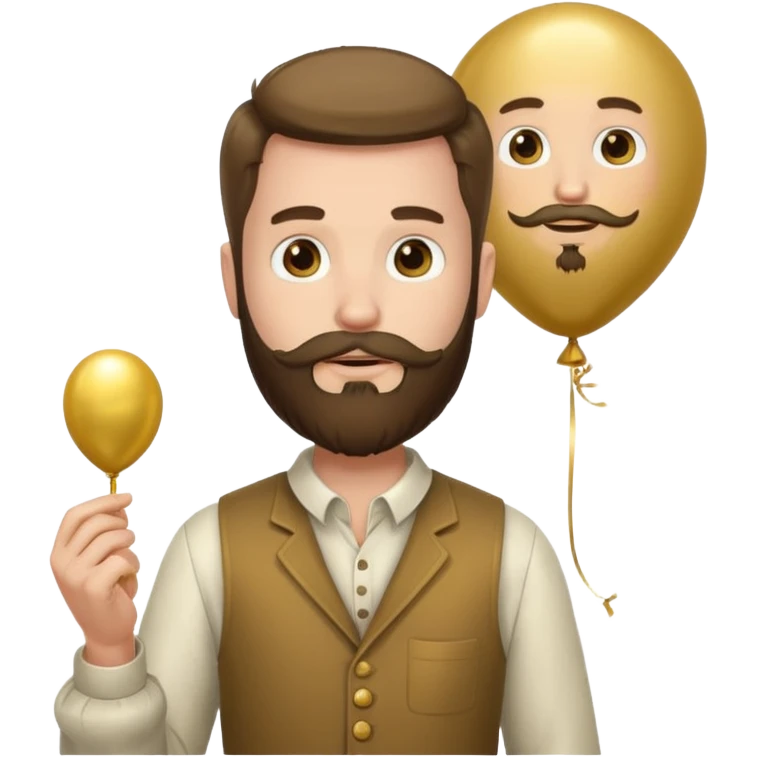 Bearded man hold gold balloon emoji