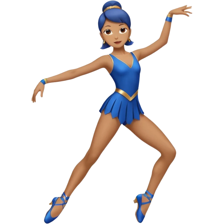 blue jazz style dance costume on light brown hair full body emoji