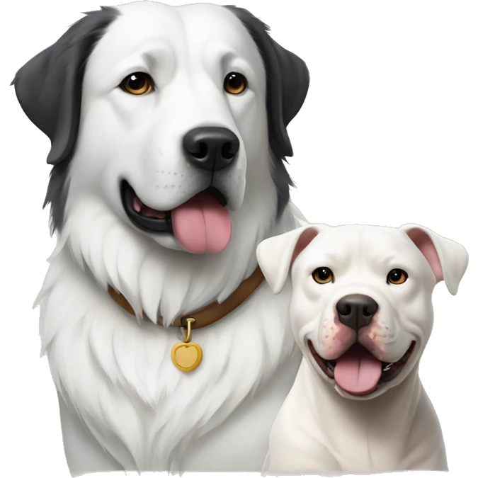 Great Pyrenees and a pitbull sitting next to each other emoji