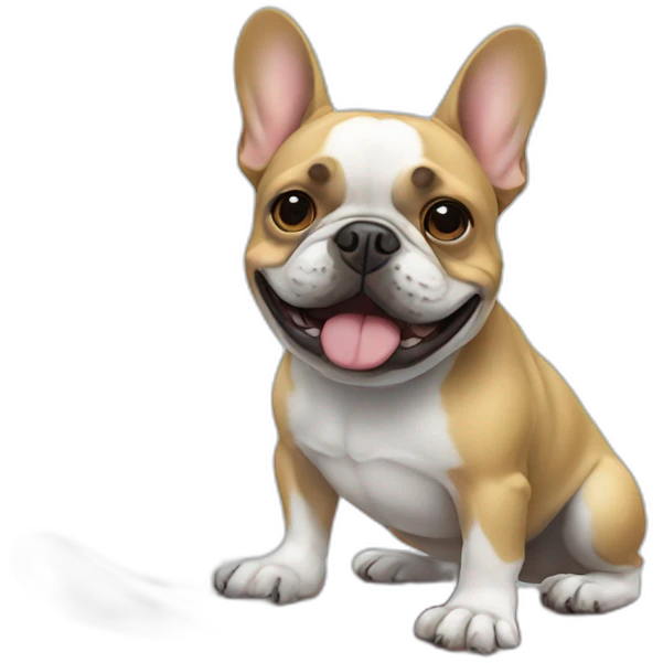 A french bulldog snowboarding emoji