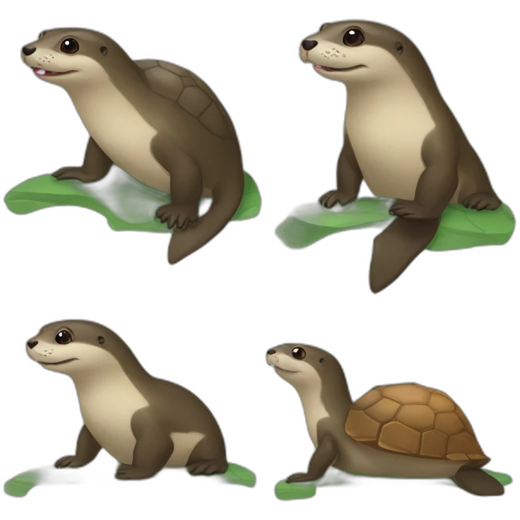 Une loutre sur une tortue emoji