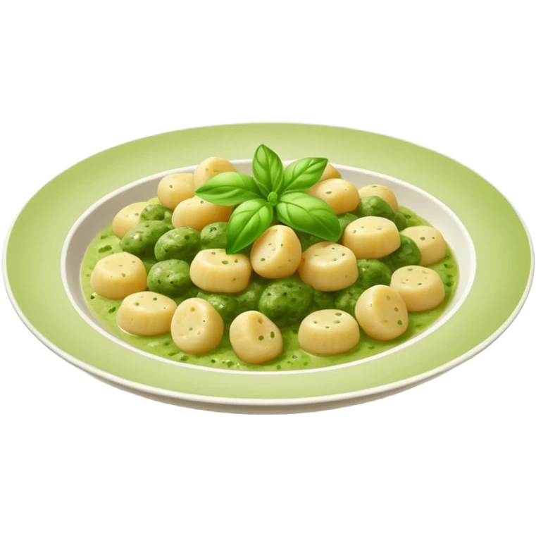 dish of gnocchi with pesto emoji