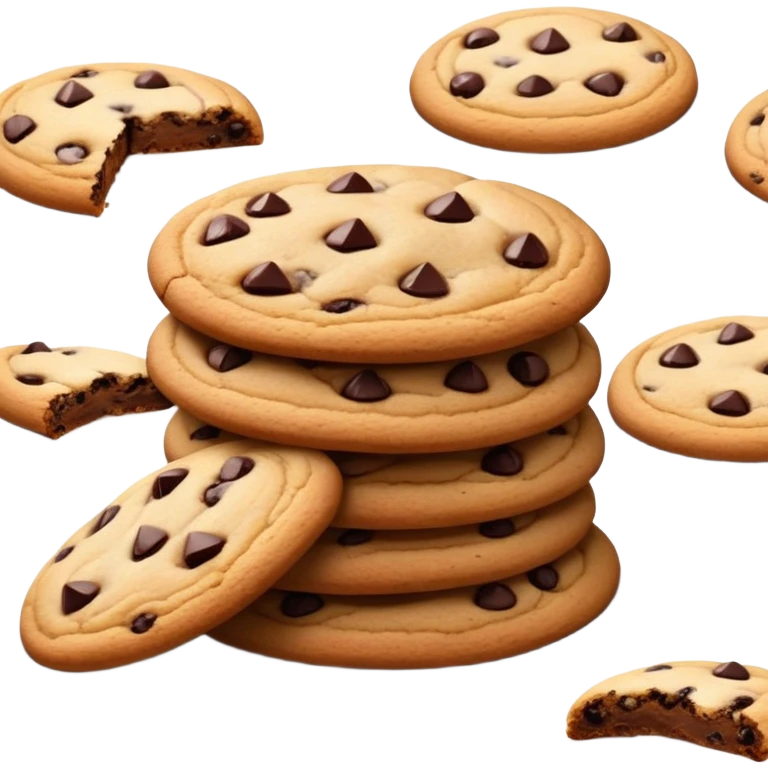 ultra realistic stack of chocolate chip cookies emoji
