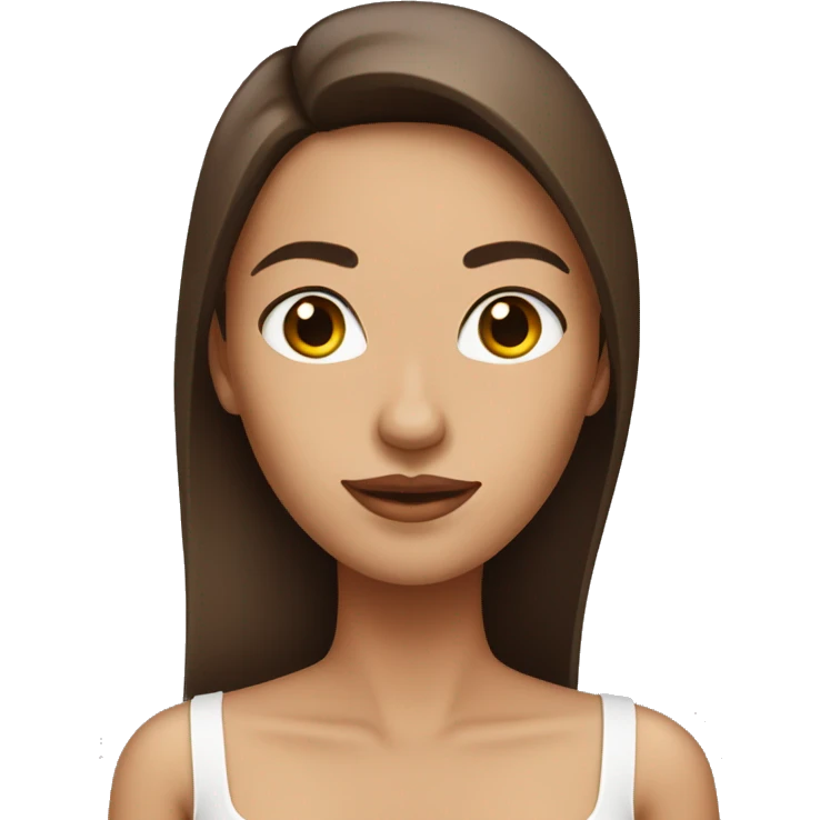 a woman with straight brown hair wearing white tube top emoji