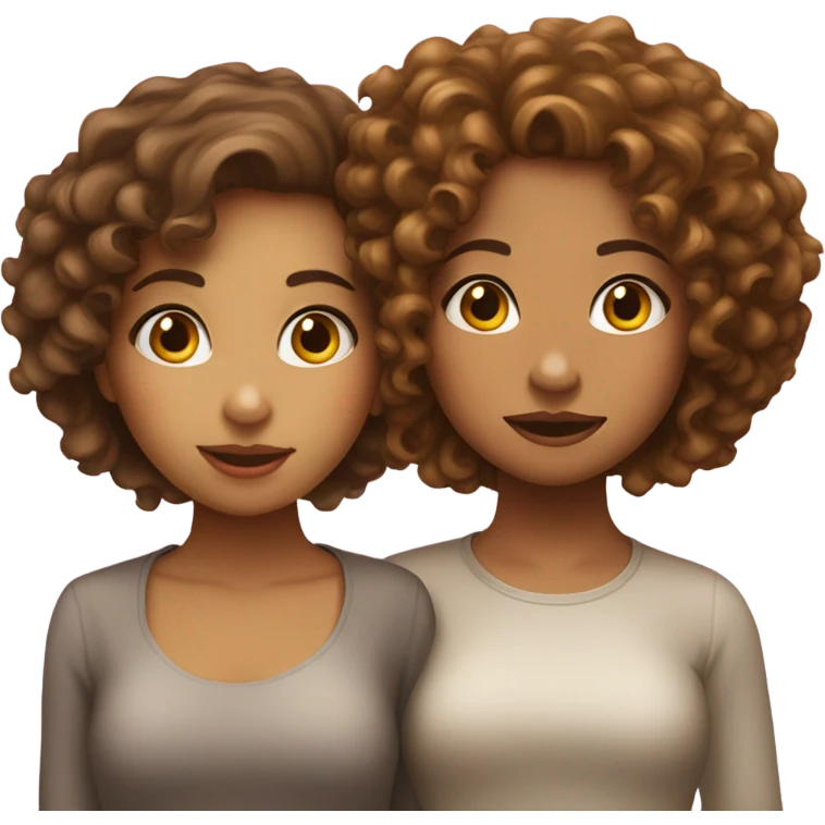  Two girls kissing one light skin one Carmel both Carly hair  emoji