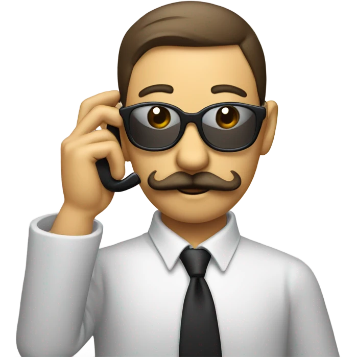 Mustache face holding cellphone  emoji