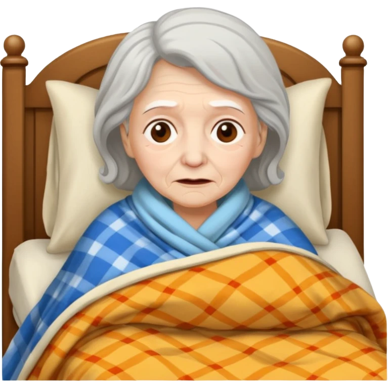 very sick old woman with fever emoji