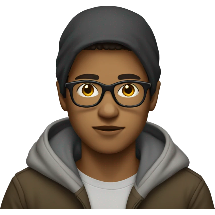 mysterious hoodie-wearing boy wearing specs  emoji