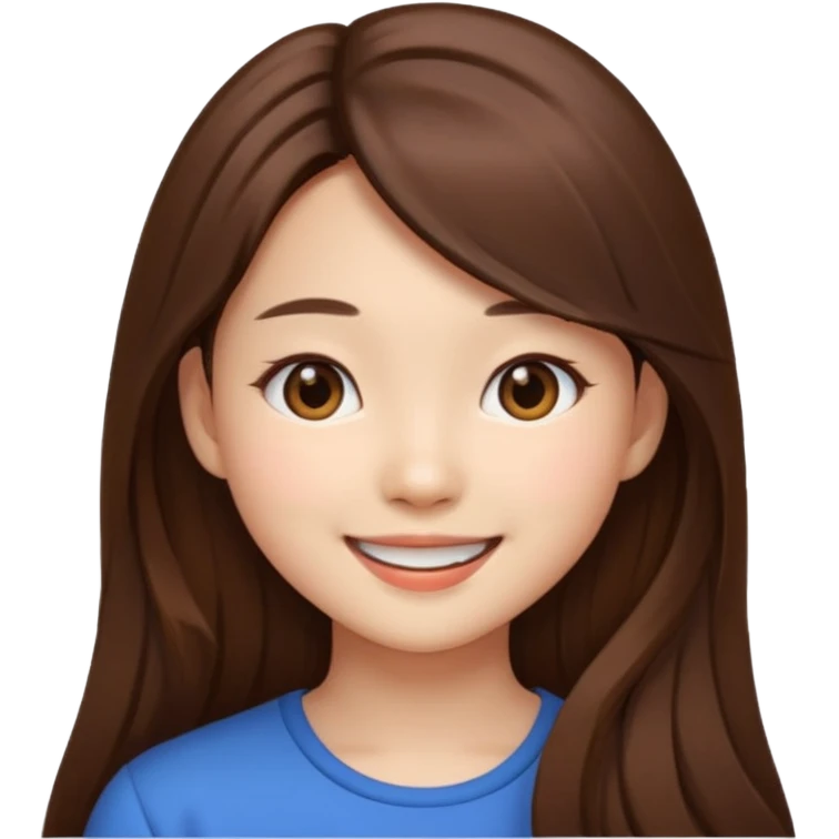 girl aesthetic emoji, asian beautiful long brown hair emoji