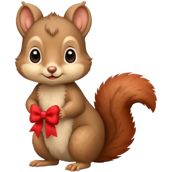 baby squirrel with a tiny red bow emoji