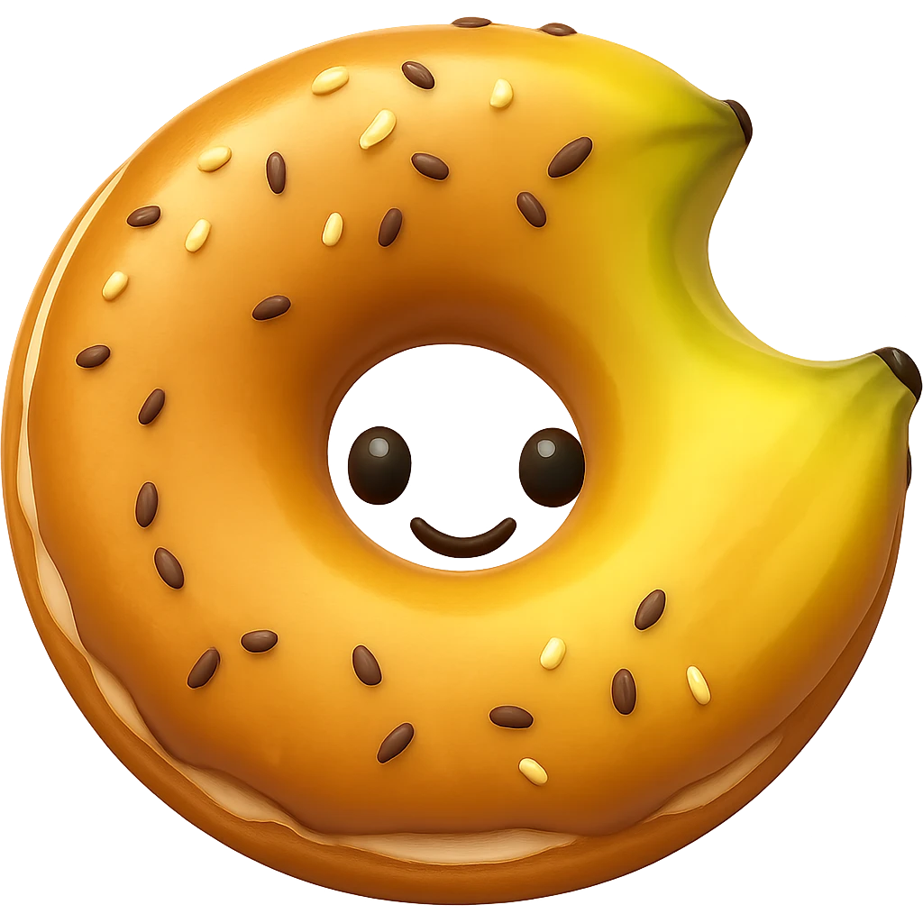 Add a cute smiling face to the banana in the style of apple emojis, keep the emoji style consistent, with no background. emoji