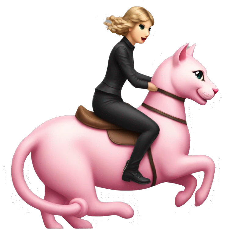 taylor swift riding a pink cat emoji
