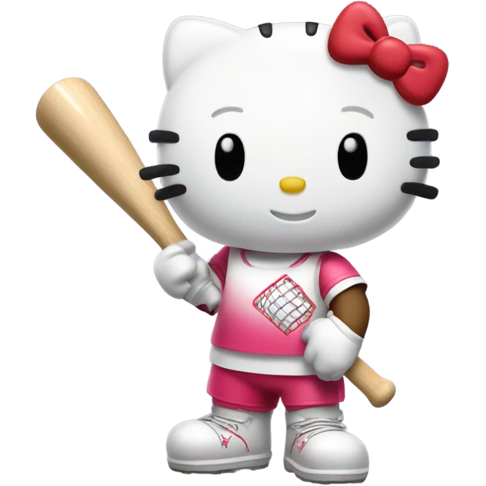 cartoon character hello kitty holding abaseball bat emoji