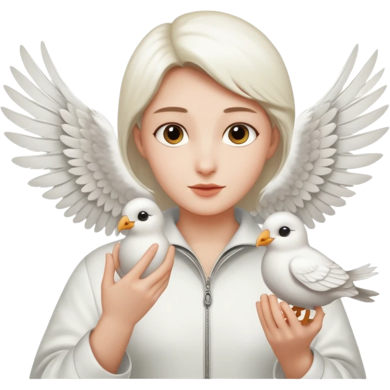Flying white bird above  hand emoji