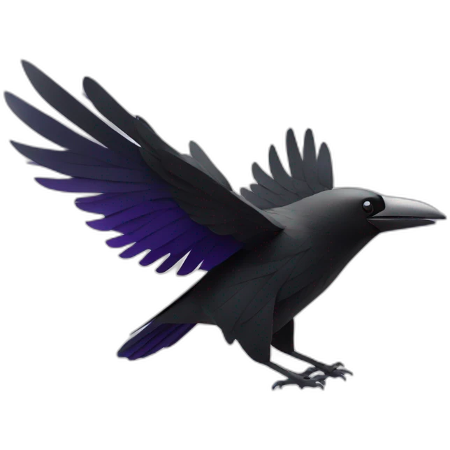 A raven in flight, crafted from intersecting lines and angles, reflecting a digital, tech-forward concept emoji