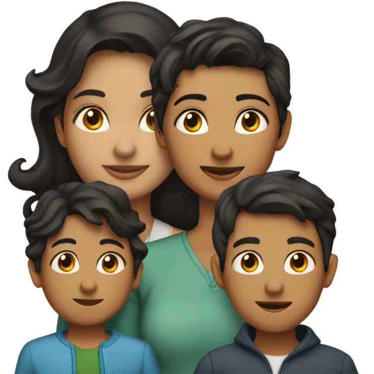 Indian mom, Iranian mom, and their 3 sons emoji