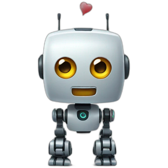 robot with a TEXT emoji