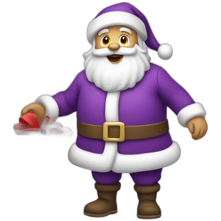 Santa Claus dressed in purple delivering presents emoji