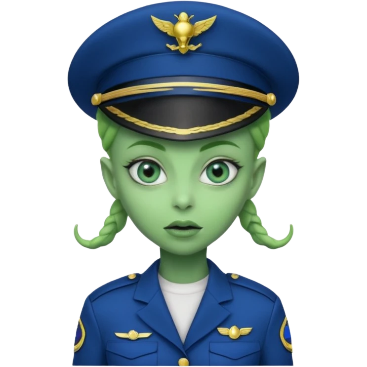 Female alien navy soldier, crazy face. emoji