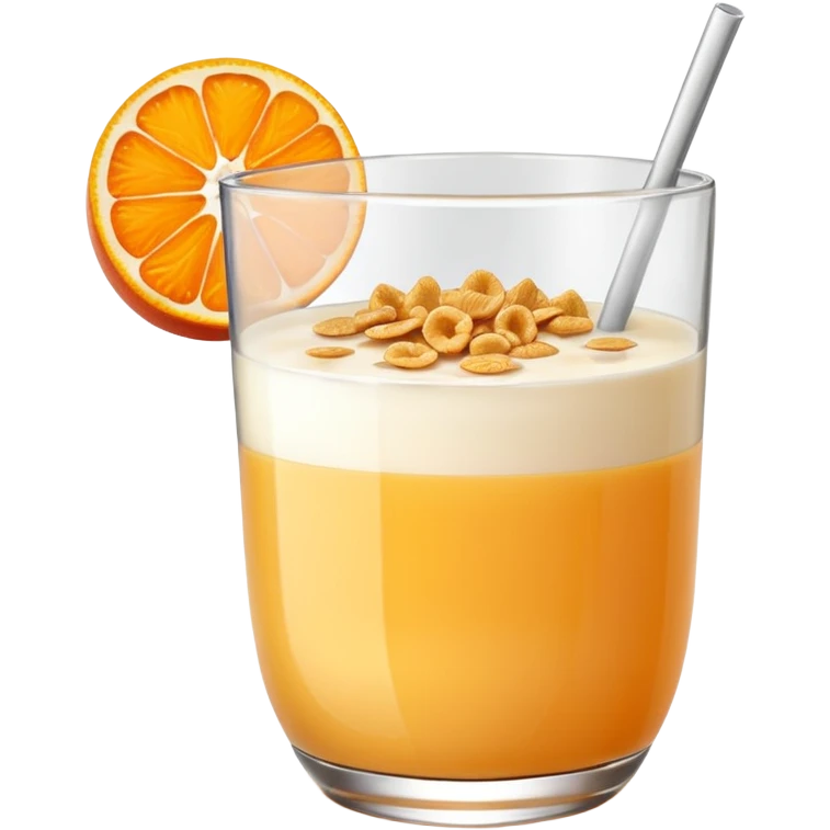 One glass of juice and a bowl with cereals emoji