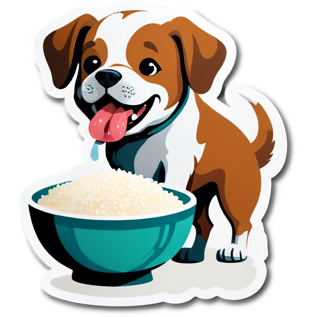Dog eating rice emoji