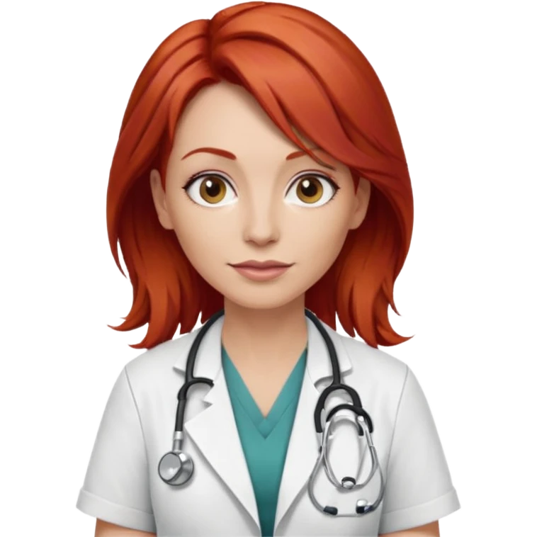 woman 40 ,red hair, rock style, doctor emoji