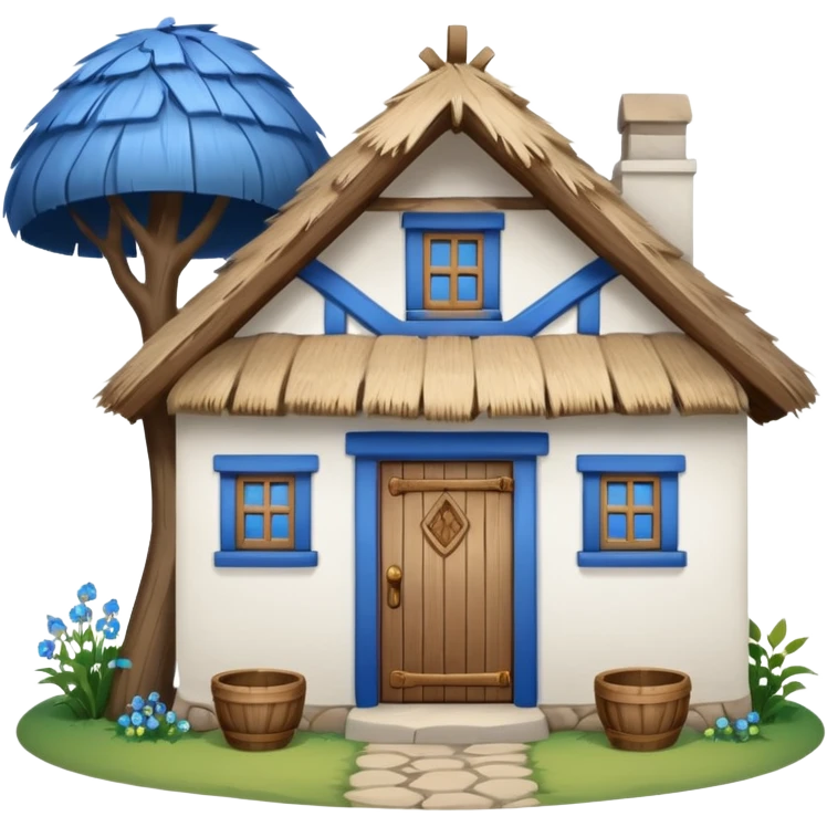 A Ukrainian peasant house with white walls emoji