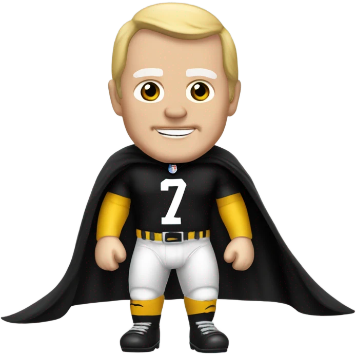 Terry Bradshaw Pittsburgh Steelers player in helmet and uniform with black cape. emoji