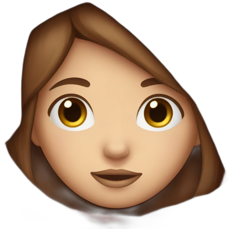 Girl with brown hair, blushing, covering her face with a red blanket emoji