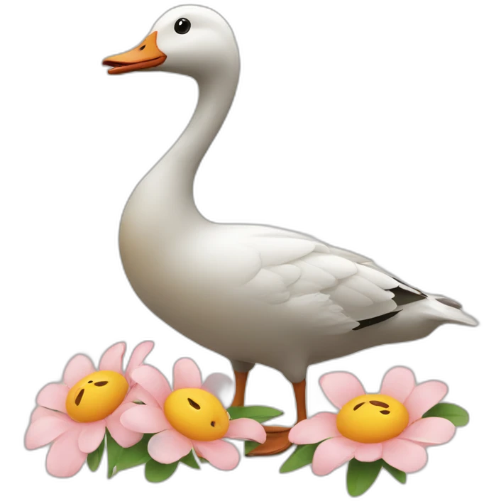 Goose with flower emoji