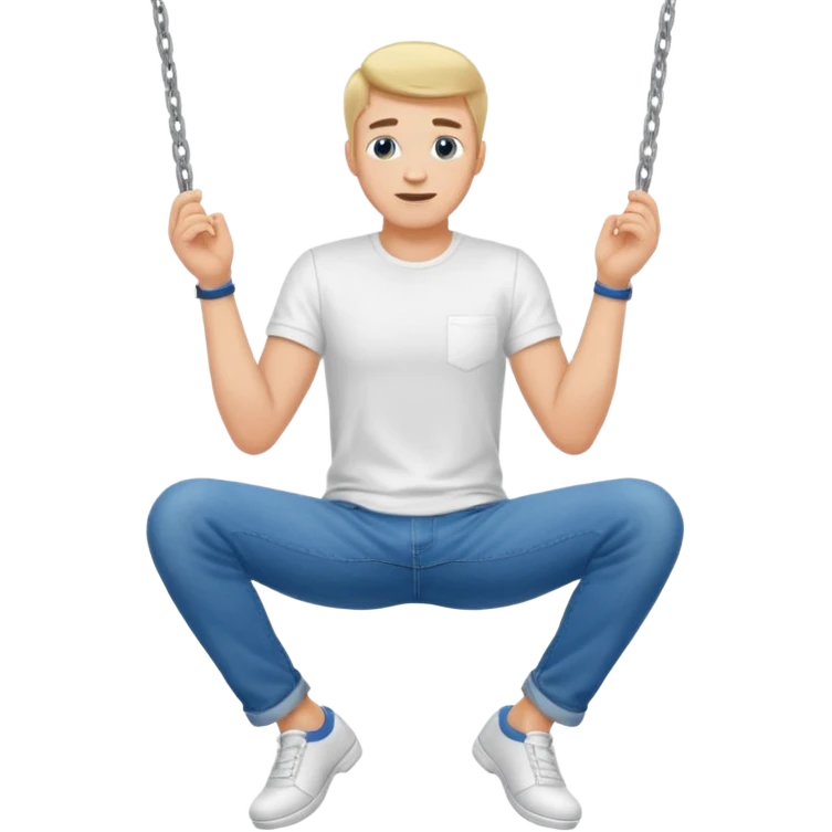A guy swinging his legs with his hands on his chin emoji