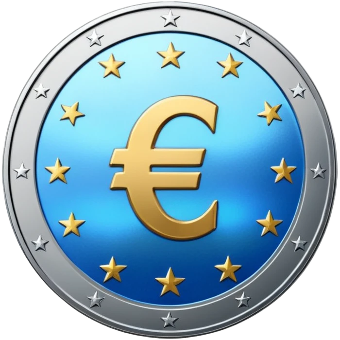 Holographic blue euro coin emoji