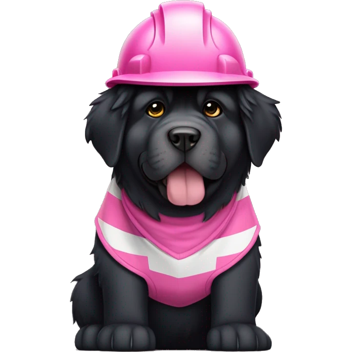 Black Tibetan Mastiff with pink and white striped hardhat doing construction that is sized 48x48 emoji