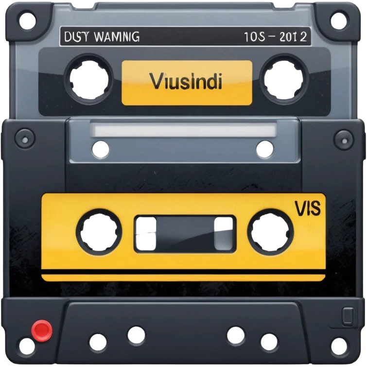 VHS tape with scratched warning label.
 emoji