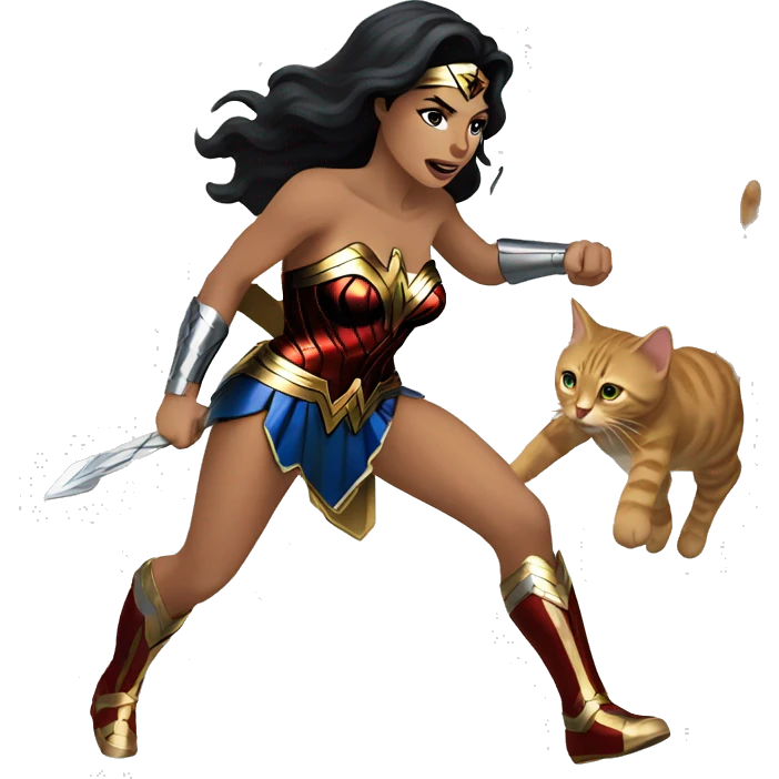Wonder Woman dragging a cat emoji