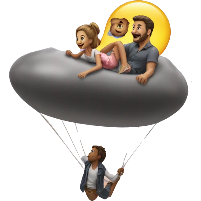 Man floating up i thesky while girl on earth watches emoji