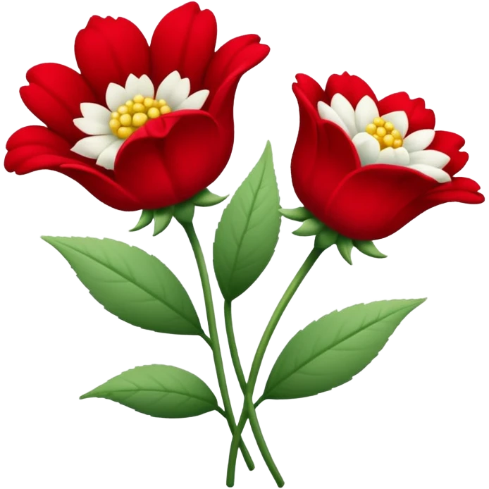 One red flower and one white flower in bouquet emoji